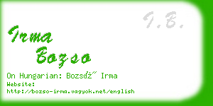 irma bozso business card